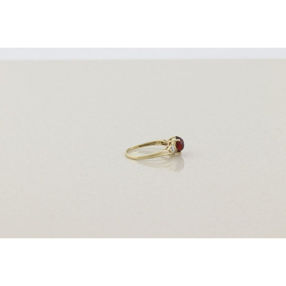 10k Yellow Gold Natural Garnet & Diamond Ring Size 7 1/4 - Picture 8 of 8